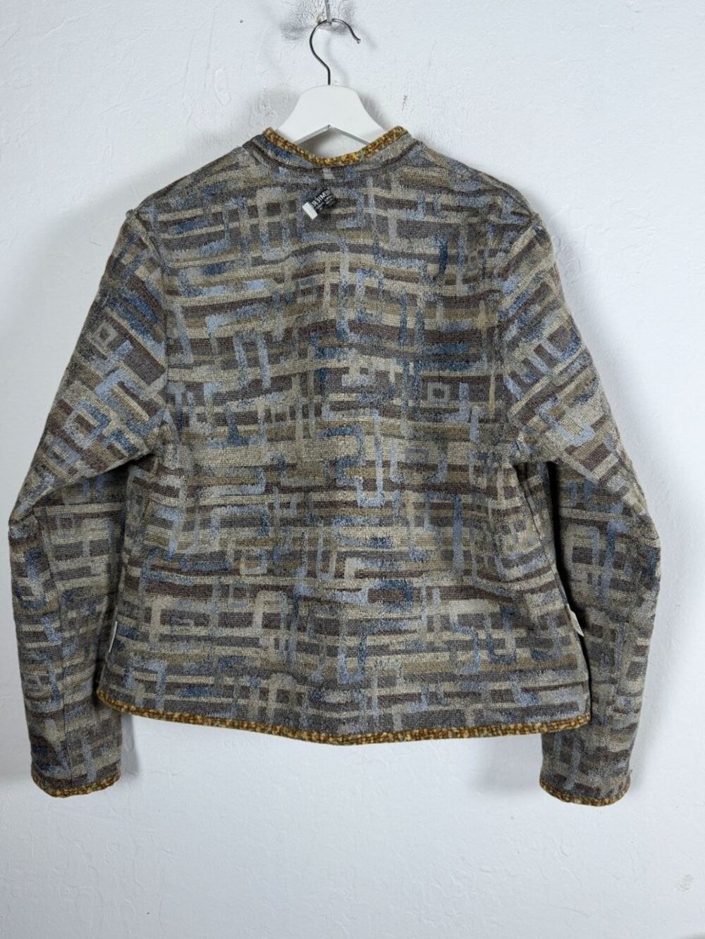 Première Reversible Jacket Green Gold Metallic Abstract Geometric Art To Wear XL - Picture 5 of 14